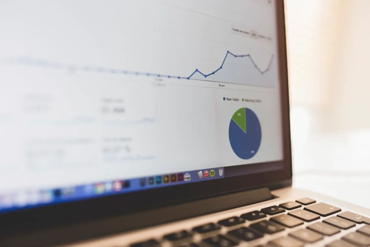 Website analytics traffic graph on a laptop screen
