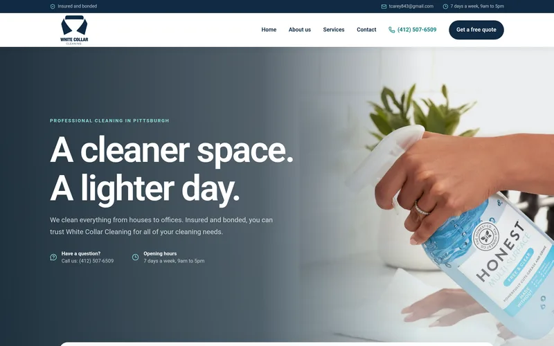 White Collar Cleaning website
